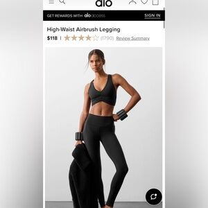 BRAND NEW Alo HIGH WAIST AIRBRUSH Black Leggings SIZE M